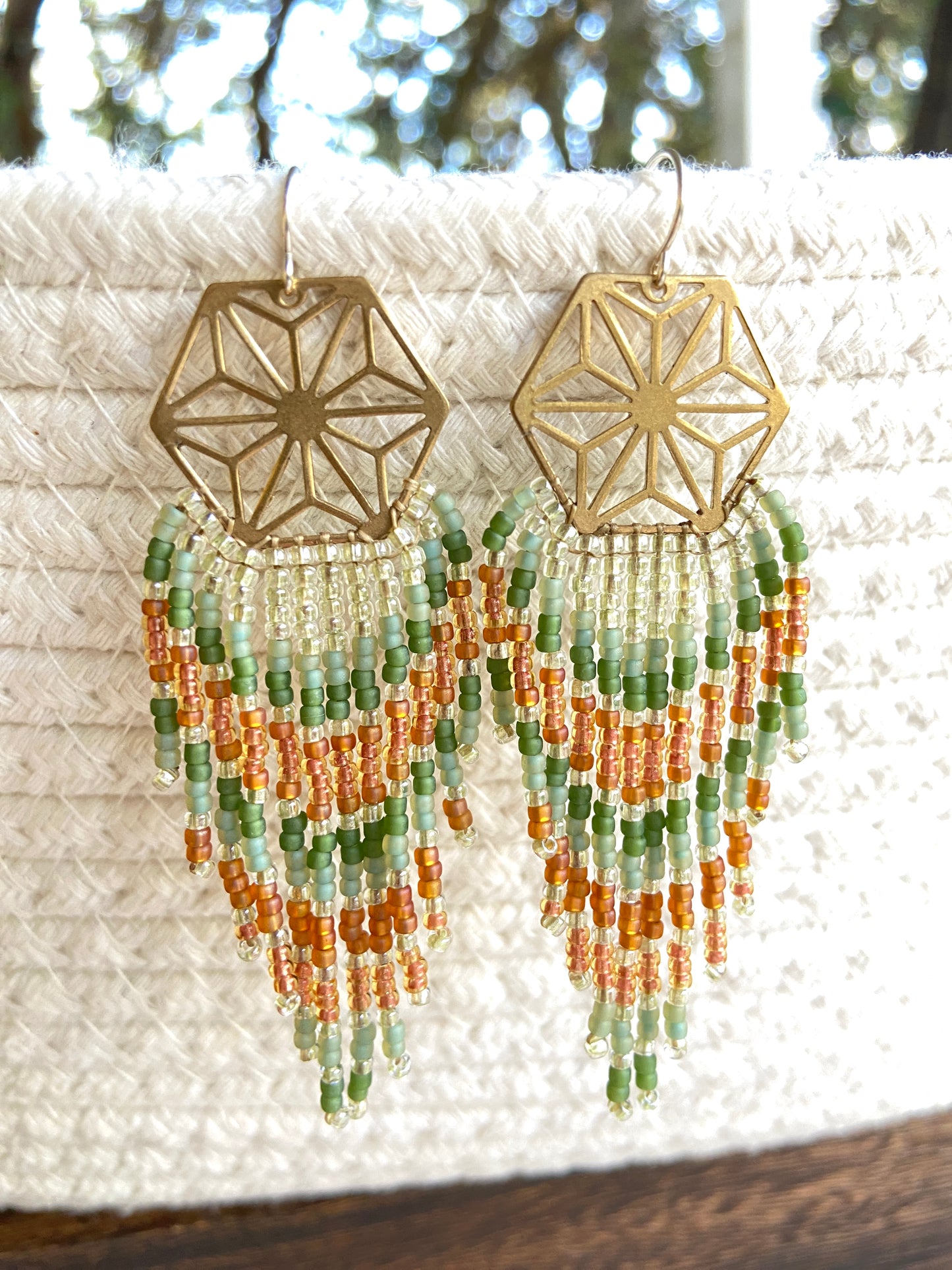 Peach & Green Geometric Hexagons