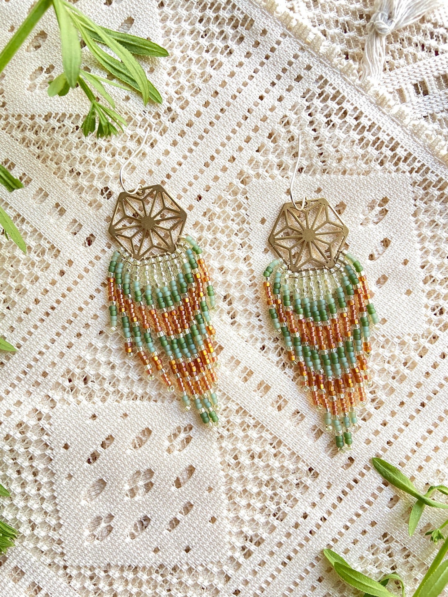 Peach & Green Geometric Hexagons